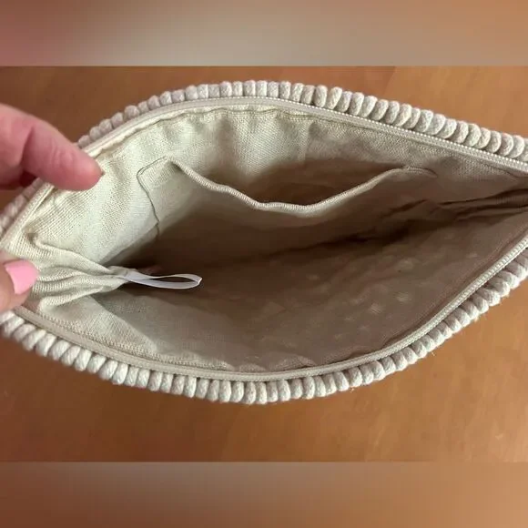 Boho Crochet Cream Macramé Clutch Bag Festival Zipper Purse Summer - Picture 6 of 13